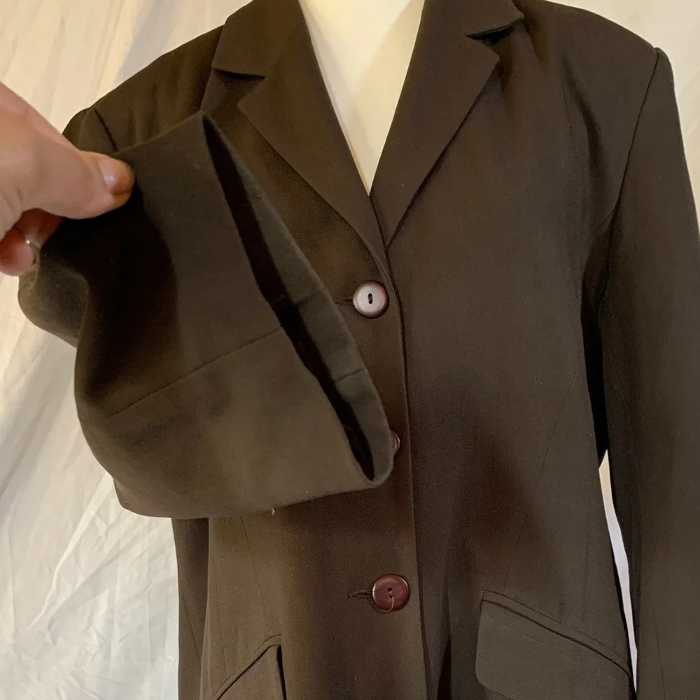 Vintage Wool Brown Oversize Blazer flare sleeve‎ Art Student Retro 80s 90s Large - Picture 5 of 12